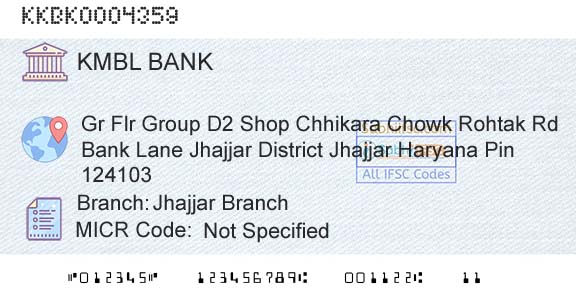 Kotak Mahindra Bank Limited Jhajjar BranchBranch 