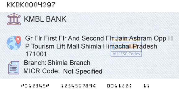 Kotak Mahindra Bank Limited Shimla BranchBranch 