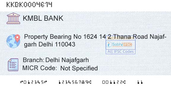 Kotak Mahindra Bank Limited Delhi NajafgarhBranch 
