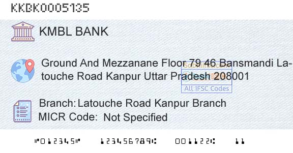 Kotak Mahindra Bank Limited Latouche Road Kanpur BranchBranch 