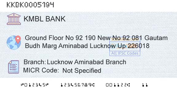 Kotak Mahindra Bank Limited Lucknow Aminabad BranchBranch 