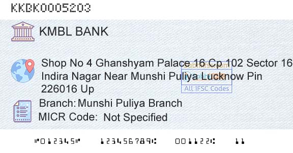 Kotak Mahindra Bank Limited Munshi Puliya BranchBranch 