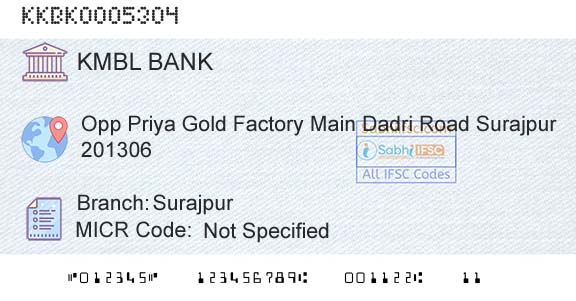 Kotak Mahindra Bank Limited SurajpurBranch 