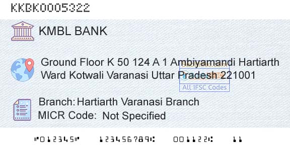 Kotak Mahindra Bank Limited Hartiarth Varanasi BranchBranch 