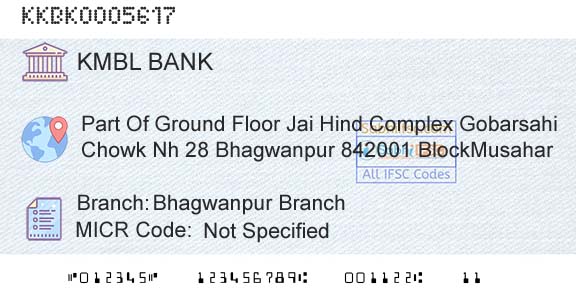 Kotak Mahindra Bank Limited Bhagwanpur BranchBranch 
