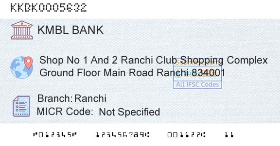 Kotak Mahindra Bank Limited RanchiBranch 