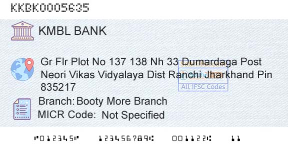 Kotak Mahindra Bank Limited Booty More BranchBranch 