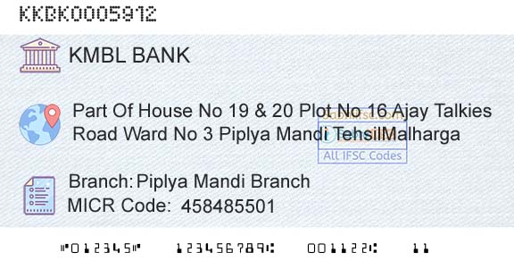 Kotak Mahindra Bank Limited Piplya Mandi BranchBranch 