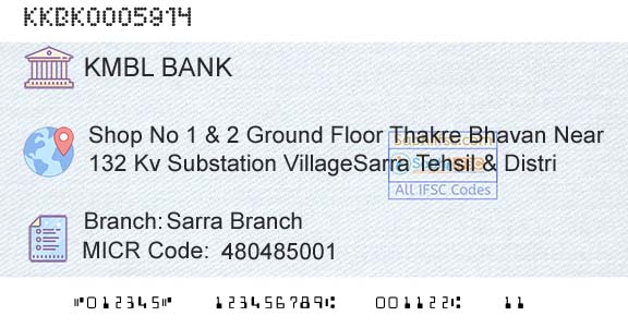 Kotak Mahindra Bank Limited Sarra BranchBranch 