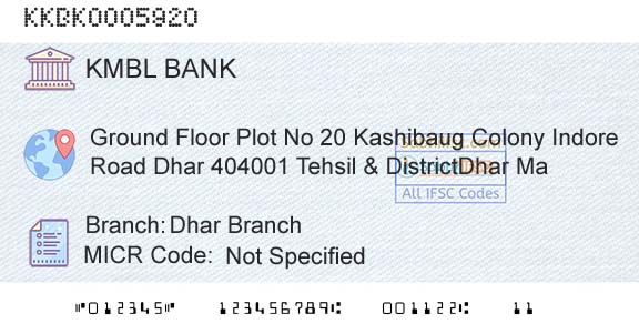 Kotak Mahindra Bank Limited Dhar BranchBranch 