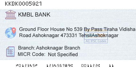 Kotak Mahindra Bank Limited Ashoknagar BranchBranch 