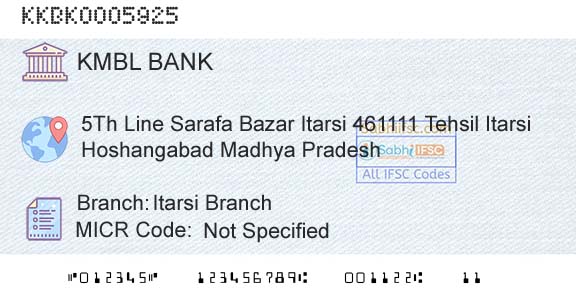 Kotak Mahindra Bank Limited Itarsi BranchBranch 