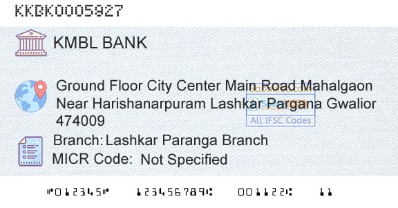 Kotak Mahindra Bank Limited Lashkar Paranga BranchBranch 