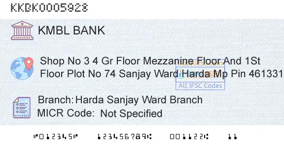 Kotak Mahindra Bank Limited Harda Sanjay Ward BranchBranch 