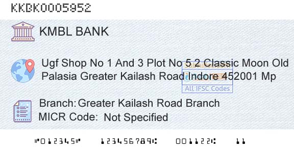 Kotak Mahindra Bank Limited Greater Kailash Road BranchBranch 