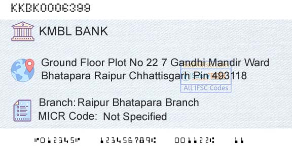 Kotak Mahindra Bank Limited Raipur Bhatapara BranchBranch 