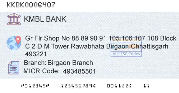 Kotak Mahindra Bank Limited Birgaon BranchBranch 