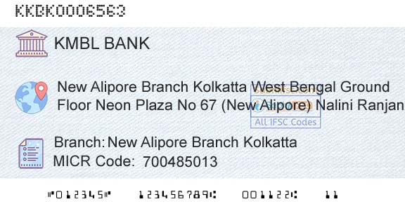 Kotak Mahindra Bank Limited New Alipore Branch KolkattaBranch 