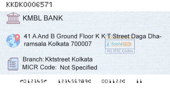 Kotak Mahindra Bank Limited Kktstreet KolkataBranch 