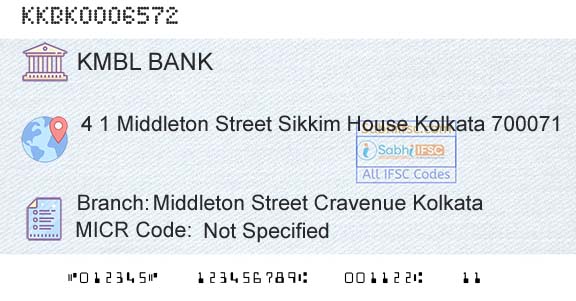 Kotak Mahindra Bank Limited Middleton Street Cravenue KolkataBranch 