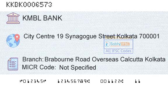 Kotak Mahindra Bank Limited Brabourne Road Overseas Calcutta KolkataBranch 