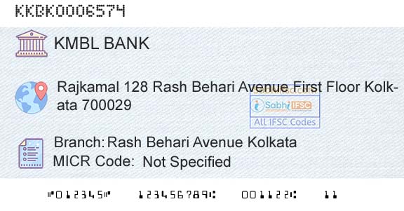 Kotak Mahindra Bank Limited Rash Behari Avenue KolkataBranch 