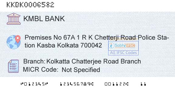 Kotak Mahindra Bank Limited Kolkatta Chatterjee Road BranchBranch 