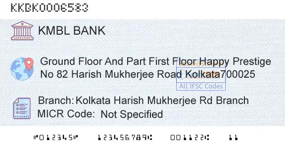 Kotak Mahindra Bank Limited Kolkata Harish Mukherjee Rd BranchBranch 