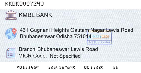 Kotak Mahindra Bank Limited Bhubaneswar Lewis RoadBranch 
