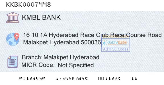 Kotak Mahindra Bank Limited Malakpet HyderabadBranch 