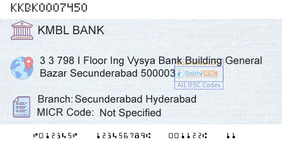 Kotak Mahindra Bank Limited Secunderabad HyderabadBranch 