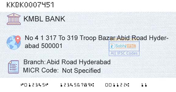 Kotak Mahindra Bank Limited Abid Road HyderabadBranch 