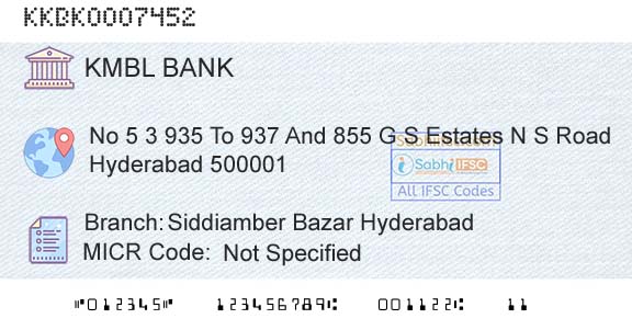 Kotak Mahindra Bank Limited Siddiamber Bazar HyderabadBranch 
