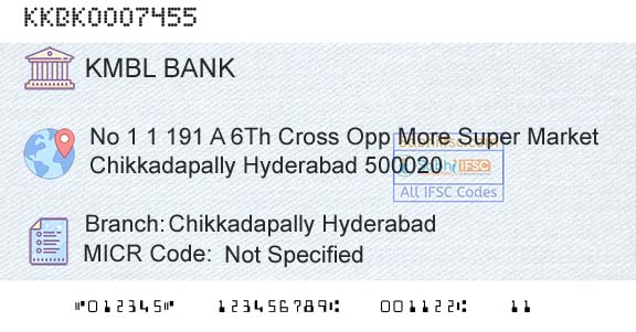 Kotak Mahindra Bank Limited Chikkadapally HyderabadBranch 