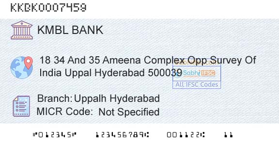 Kotak Mahindra Bank Limited Uppalh HyderabadBranch 