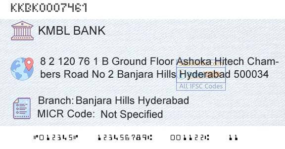 Kotak Mahindra Bank Limited Banjara Hills HyderabadBranch 