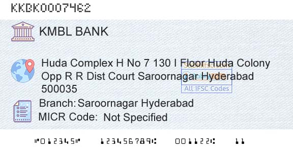 Kotak Mahindra Bank Limited Saroornagar HyderabadBranch 