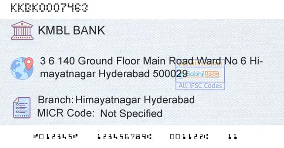 Kotak Mahindra Bank Limited Himayatnagar HyderabadBranch 