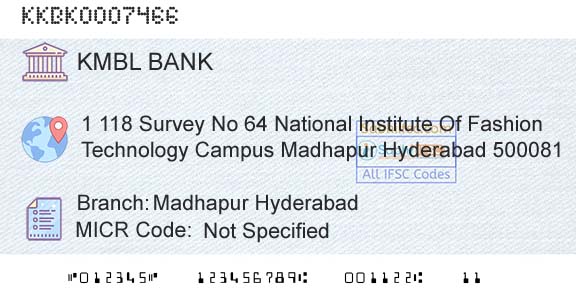 Kotak Mahindra Bank Limited Madhapur HyderabadBranch 