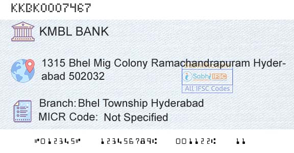 Kotak Mahindra Bank Limited Bhel Township HyderabadBranch 