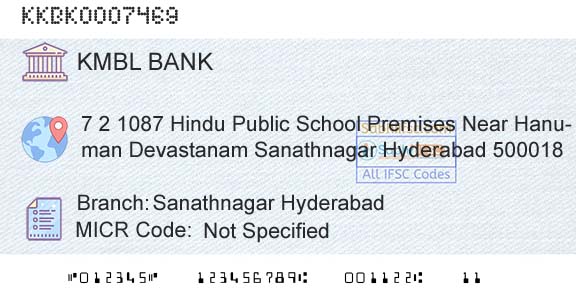 Kotak Mahindra Bank Limited Sanathnagar HyderabadBranch 