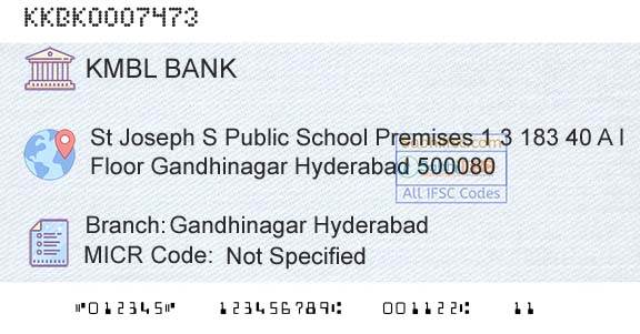 Kotak Mahindra Bank Limited Gandhinagar HyderabadBranch 