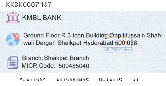 Kotak Mahindra Bank Limited Shaikpet BranchBranch 