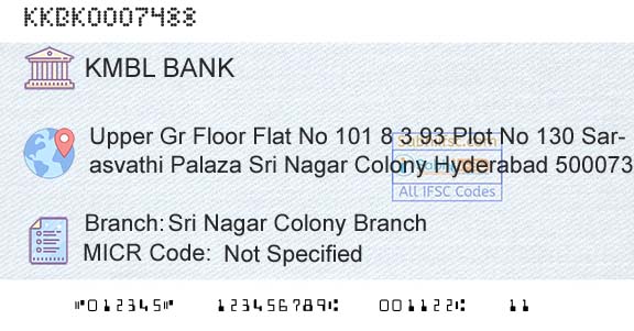 Kotak Mahindra Bank Limited Sri Nagar Colony BranchBranch 