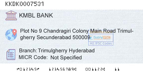Kotak Mahindra Bank Limited Trimulgherry HyderabadBranch 