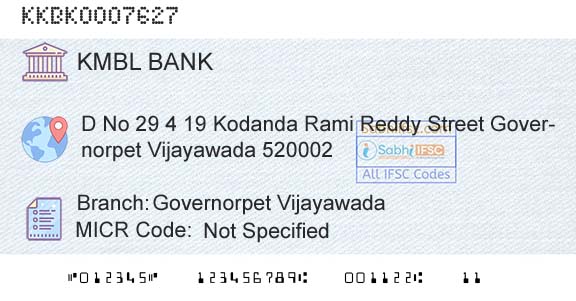 Kotak Mahindra Bank Limited Governorpet VijayawadaBranch 