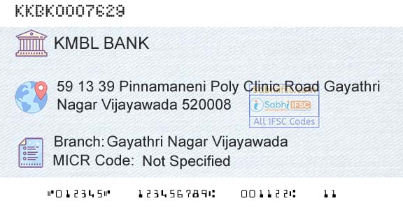 Kotak Mahindra Bank Limited Gayathri Nagar VijayawadaBranch 