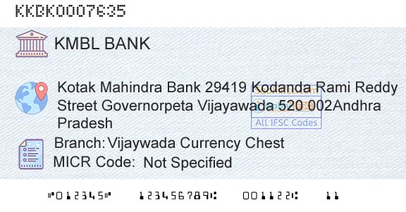 Kotak Mahindra Bank Limited Vijaywada Currency ChestBranch 