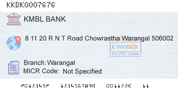 Kotak Mahindra Bank Limited WarangalBranch 