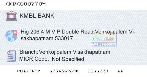 Kotak Mahindra Bank Limited Venkojipalem VisakhapatnamBranch 